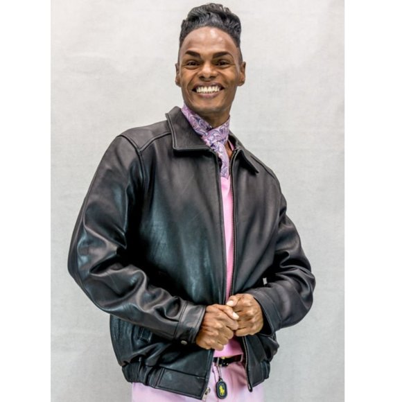 Black Lamb Leather Zip Bomber Jacket